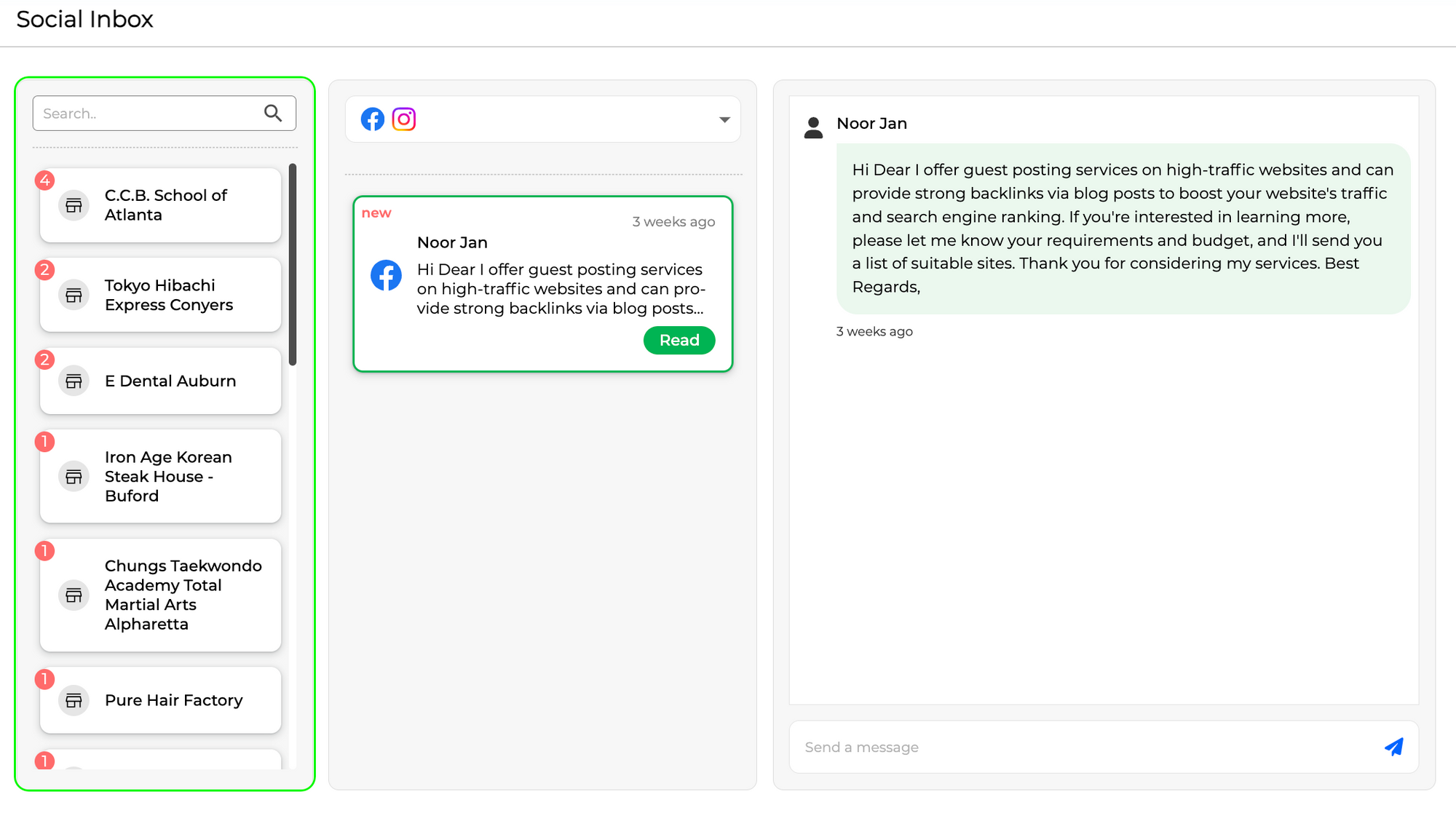 Response Area Screenshot