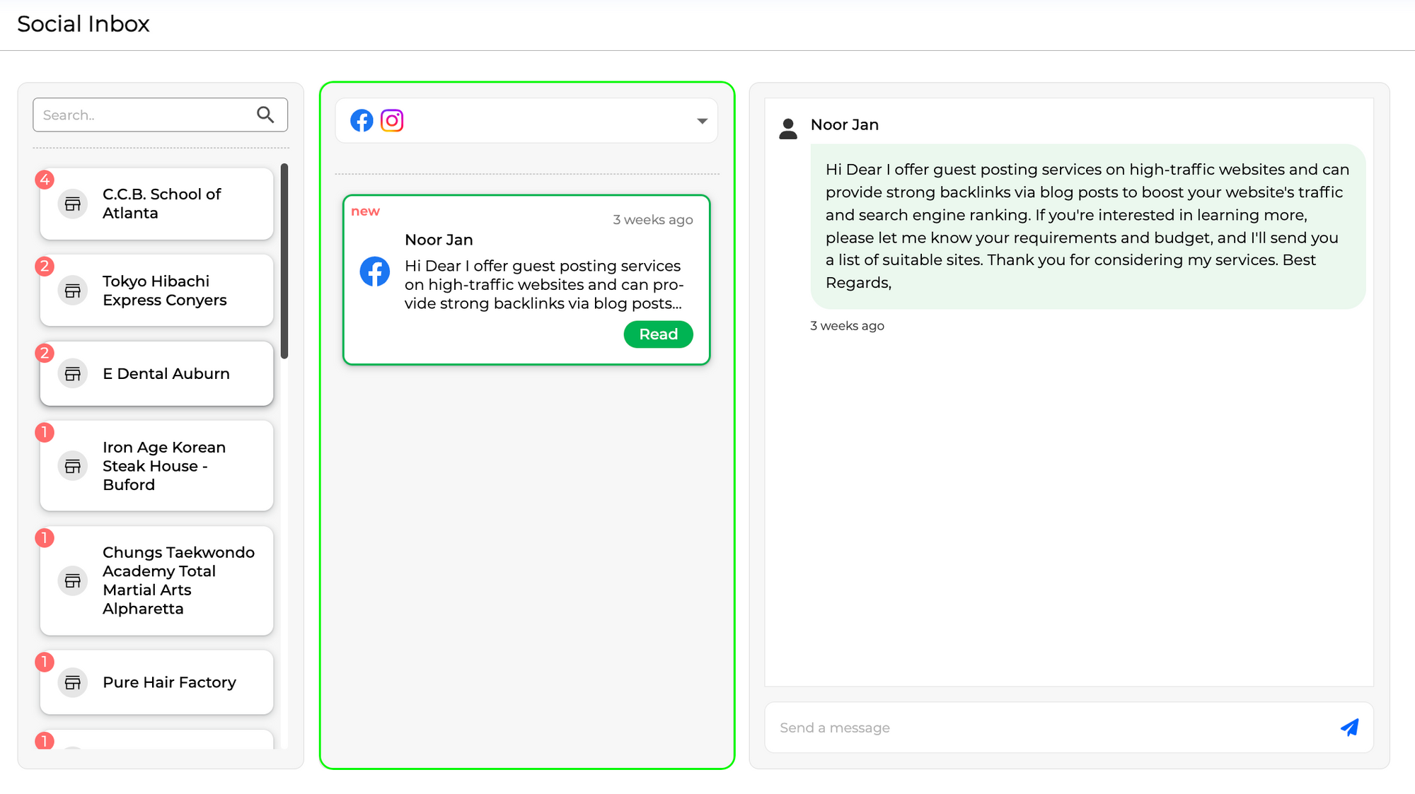 Message List Screenshot